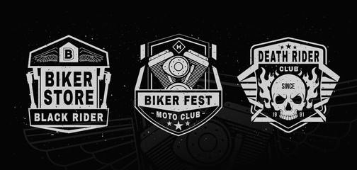 Set of motorcycle labels, badges, logo.Sports insignia emblem set. Motorcycle vintage design. 