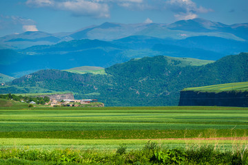 Obraz premium Beautiful landscape with field and mountains, Armenia
