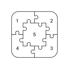 Jigsaw puzzle blank simple vector of five pieces