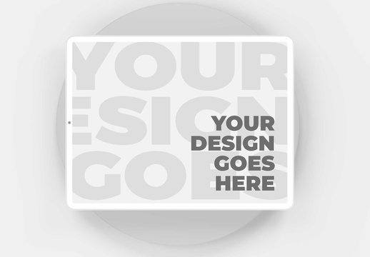 White Clay Tablet on Gray Circle Mockup