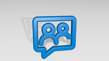 conversation browser 3D icon casting shadow, 3D illustration for business and communication
