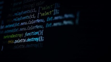 Lines of computer code running on screen