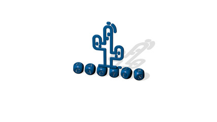 cactus 3D icon over cubic letters, 3D illustration for background and green
