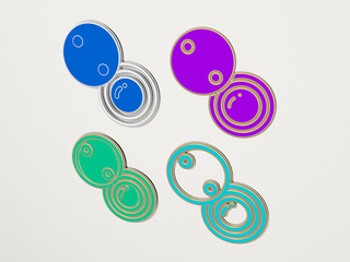 spyhole 4 icons set, 3D illustration