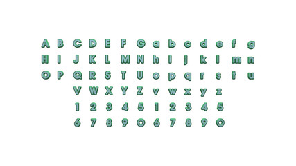 3D illustration of by individual letters on a wall of white background with calligraphic font and bright colors