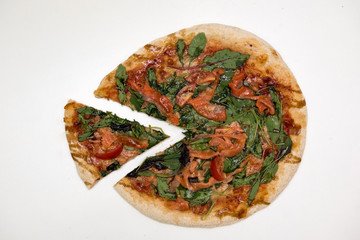 Pizza with losos on the white background.