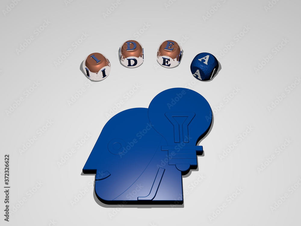 Poster idea circular text of separate letters around the 3d icon, 3d illustration for concept and backgroun