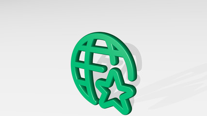 network star 3D icon casting shadow, 3D illustration for concept and background