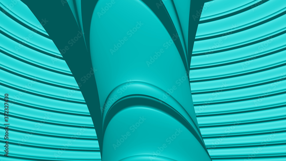 Poster colorful background of cyan made by 3d illustration of rough surface with texture and tornado shape 