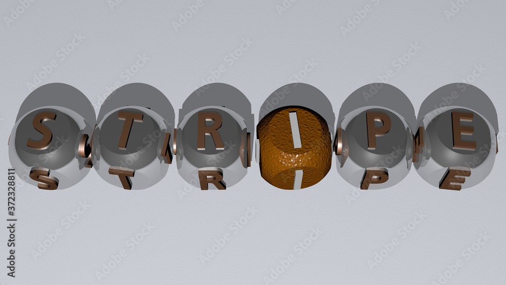Poster stripe text by cubic dice letters, 3d illustration for background and abstract