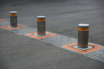 automatic bollards on the road