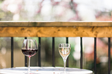 wine glasses on a table