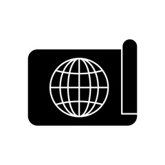 parchment with global sphere icon, silhouette style