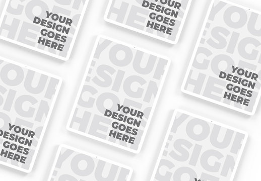 Isometric White Clay Tablet Mockup with Plaster Texture Background