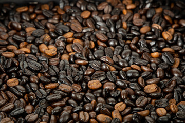Coffee beans texture background Close Up