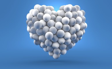 Golf balls in heart shape