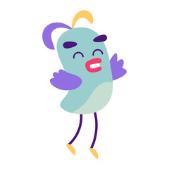 Happy colored bird comic cartoon - Vector illustration