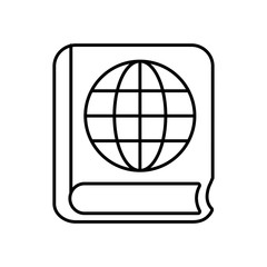 book with global sphere icon, line style