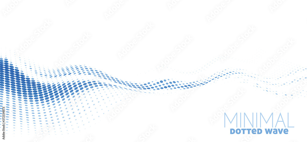 Aufkleber minimal blue dotted wave, simple vector graphics