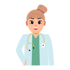 Fototapeta premium Isolated woman doctor cartoon. Medical profesional - Vector