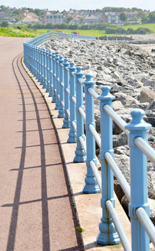 Barrier along morecambe promenade by seaside, england, UK