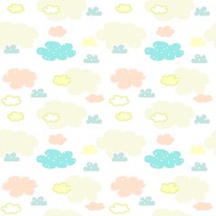 seamless background with clouds, vector drawing pastel colors