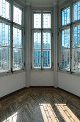 Bay window with city view