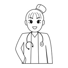 Isolated woman doctor cartoon. Medical profesional - Vector