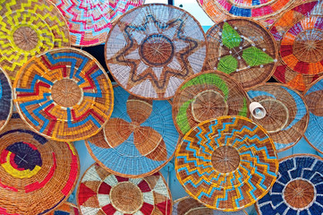 Round colorful wicker works pattern