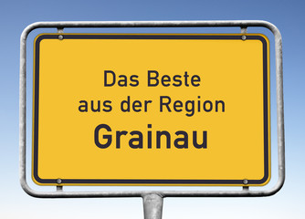 Ortswerbeschild „Das Beste aus der Region Grainau“