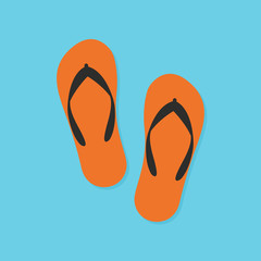 Beach slippers icon on blue background