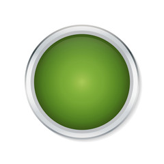 Green round button isolated on white background