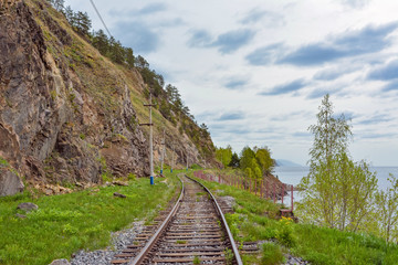 Fototapeta premium railway tunnel in the mountains on the shore of lake Baikal