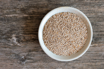White Chia Seeds in a Bowl
