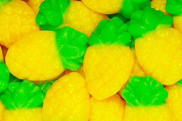 colored marmalade in the form of pineapple. sweet dessert