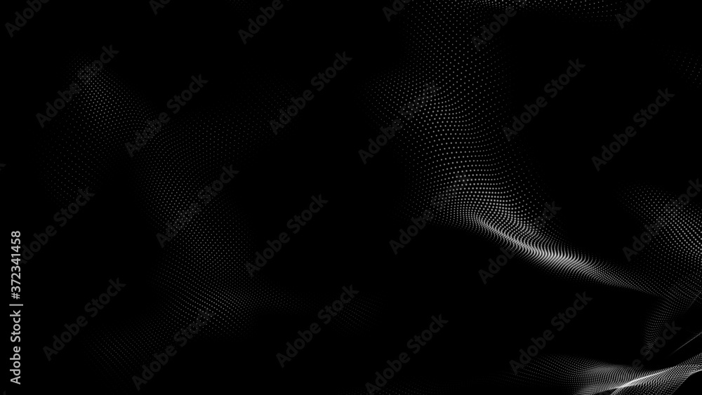 Wall mural dot white black wave technology texture background. abstract big data digital concept. 3d rendering.