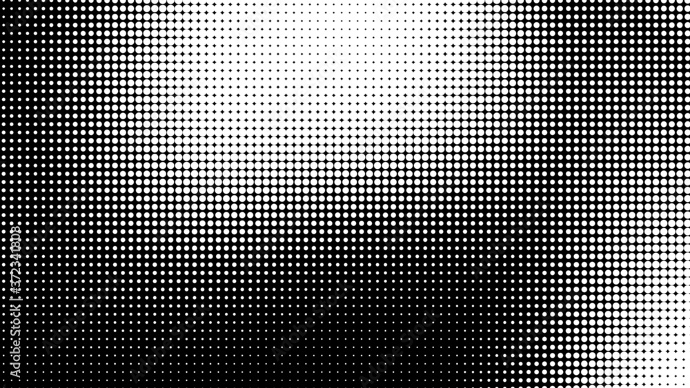 Poster dot white black pattern gradient texture background. abstract pop art halftone and retro style.
