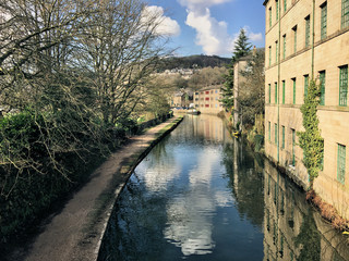 A view of the Canal in Hebden Bridge in Yorkshire