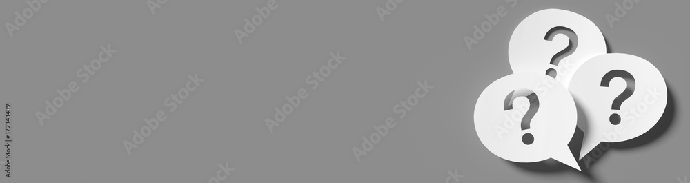 Aufkleber question mark in front of a red color wall background. business support concept - 3d rendering.