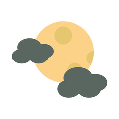 night moon clouds sky cartoon flat icon design
