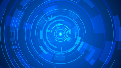 Circle blue technology Hi-tech dark background. Abstract graphic digital future concept design.