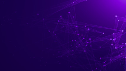 Fototapeta premium Abstract purple violet polygon tech network with connect technology background. Abstract dots and lines texture background. 3d rendering.