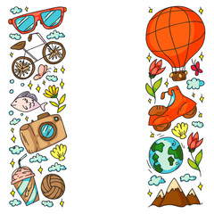 Travel and tourism icons. Traveling pattern