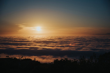 sunset over the clouds