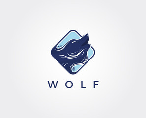 minimal wolf logo template - vector illustration