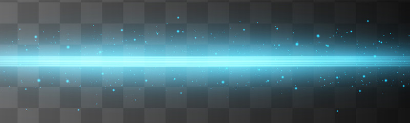 Abstract blue laser beam. Transparent isolated on black background. Vector illustration.the lighting effect.floodlight directional