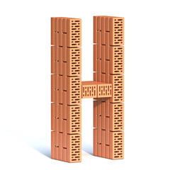 Brick wall font Letter H 3D