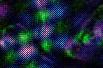 Neon colored space shapes of RGB pixels on modern LCD display