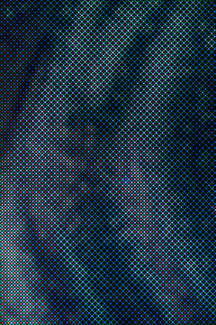 Neon colored space shapes of RGB pixels on modern LCD display