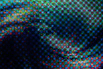 Neon colored space shapes of RGB pixels on modern LCD display